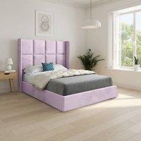Casani Robertsbridge Straight Winged Pink Soft Velvet Designer Bed Frame | Size: Super King
