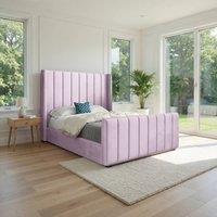 Casani Shildon Straight Winged Pink Soft Velvet Designer Bed Frame | Size: Single