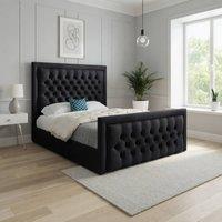 Casani Silchester Upholstered Black Soft Velvet Designer Bed Frame | Size: Small Single
