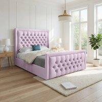 Casani Silchester Upholstered Pink Soft Velvet Designer Bed Frame | Size: Double