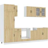 Berkfield Home 8 Piece Kitchen Cabinet Set Kalmar Sonoma Oak Engineered Wood in Light Brown