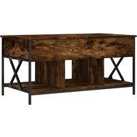 Berkfield Home Coffee Table Smoked Oak 100x55x50 cm Engineered Wood & Metal in Brown | Size: 100 x 55 x 50 cm