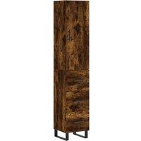 Berkfield Home Highboard Smoked Oak 34.5x34x180 cm Engineered Wood in Brown