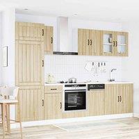 Berkfield Home Elegant 8 Piece Kitchen Cabinet Set Kalmar Sonoma Oak Engineered Wood in Light Brown