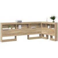 Berkfield Home Storage Headboard with Shelf Sonoma oak 90 cm Engineered wood in Light Tan