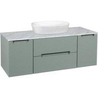 Bathroom Kingdom Monza Green & Grey Fluted Wall Hung Vanity Drawer Basin 1200mm