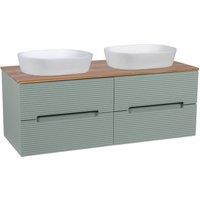 Bathroom Kingdom Monza Green & Walnut Fluted Wall Hung Vanity Basin 1200mm
