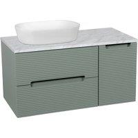 Bathroom Kingdom Monza Green & Grey Fluted Wall Hung Vanity Basin 900mm