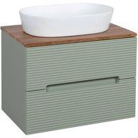 Bathroom Kingdom Monza Green & Walnut Fluted Wall Hung Vanity Basin 600mm