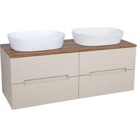 Bathroom Kingdom Monza Oatmeal & Walnut Fluted Wall Hung Vanity Basin 1200mm