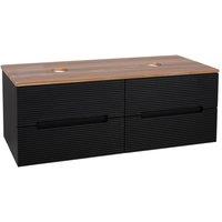Bathroom Kingdom Monza Black & Walnut Fluted Wall Hung Vanity Basin 1200mm