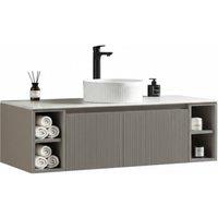 Bathroom Kingdom Flauto Soft Coffee Wall Hung Vanity Drawer Basin 1200mm in Grey