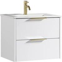 Bathroom Kingdom Sora White Wall Hung Basin Drawer Vanity 600mm