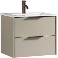 Bathroom Kingdom Sora Grey Wall Hung Basin Drawer Vanity 600mm in Taupe