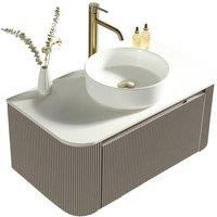 Bathroom Kingdom Flauto Soft Coffee Wall Hung Basin Vanity 870mm in Taupe