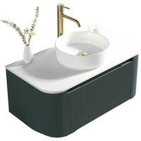 Bathroom Kingdom Flauto Smoked Sage Wall Hung Basin Vanity 870mm in Green