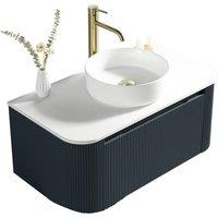 Bathroom Kingdom Flauto Midnight Wall Hung Basin Vanity 870mm in Blue