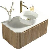 Bathroom Kingdom Flauto Oak Wall Hung Basin Vanity 870mm