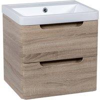 Bathroom Kingdom Monza Oak Wall Hung Basin Drawer Vanity 500mm