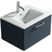 Bathroom Kingdom Piatta Midnight Wall Hung Basin Drawer Vanity 600mm in Blue