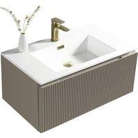 Bathroom Kingdom Flauto Grey Wall Hung Basin Drawer Vanity 800mm