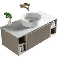 Bathroom Kingdom Flauto Soft Coffee Wall Hung Basin Drawer Vanity 1000mm in Taupe