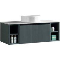 Bathroom Kingdom Flauto Smoked Sage Wall Hung Basin Drawer Vanity 1000mm in Dark Green