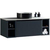 Bathroom Kingdom Flauto Midnight Wall Hung Basin Drawer Vanity 1000mm in Blue