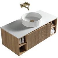 Bathroom Kingdom Flauto Oak Wall Hung Basin Drawer Vanity 1000mm