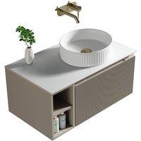 Bathroom Kingdom Flauto Soft Coffee Wall Hung Basin Vanity 800mm in Taupe