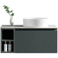 Bathroom Kingdom Flauto Smoked Sage Wall Hung Basin Vanity 800mm in Teal