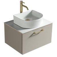 Bathroom Kingdom Piatta Soft Coffee Wall Hung Basin Vanity 600mm in Taupe