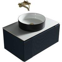 Bathroom Kingdom Flauto Midnight Wall Hung Basin Vanity 600mm in Blue