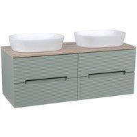 Bathroom Kingdom Monza Green & Oak Fluted Wall Hung Basin Vanity 1200mm