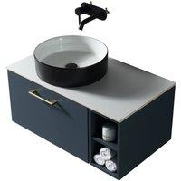 Bathroom Kingdom Piatta Midnight Wall Hung Basin Vanity 800mm in Blue