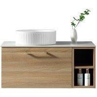 Bathroom Kingdom Piatta Oak Wall Hung Basin Vanity 800mm
