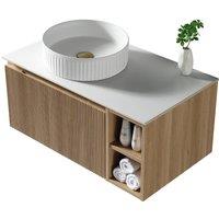 Bathroom Kingdom Flauto Oak Wall Hung Basin Vanity 800mm