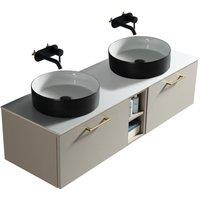 Bathroom Kingdom Piatta Soft Coffee Wall Hung Basin Vanity 1400mm in Taupe