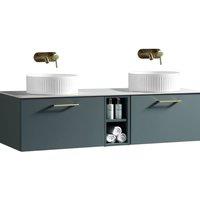 Bathroom Kingdom Piatta Smoked Sage Wall Hung Basin Vanity 1400mm in Dark Green