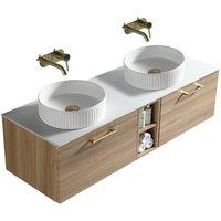 Bathroom Kingdom Piatta Oak Wall Hung Basin Vanity 1400mm