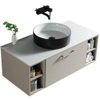 Bathroom Kingdom Piatta Soft Coffee Wall Hung Basin Drawer Vanity 1000mm in Taupe