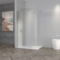 Bathroom Kingdom Milo Fluted Easy Clean 8mm Wet Room Shower Glass Panel 1000mm in Silver