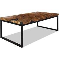 Berkfield Home Coffee Table Teak Resin 110x60x40 cm Black & Brown | Size: 110 x 60 x 40 cm
