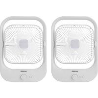 Geepas Rechargeable Desk Cooling Fan 3 Speed 5-7h Runtime Pack of 2 in White
