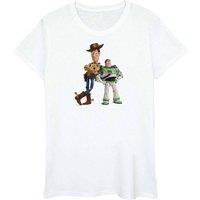 Toy Story Men's Woody & Buzz Lightyear Cotton T-Shirt in White | Size: Large