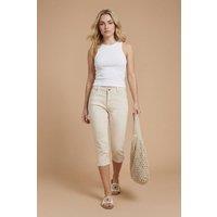 Dorothy Perkins Women's Comfort Stretch Cropped Skinny Jeans in Ecru | Size: 14