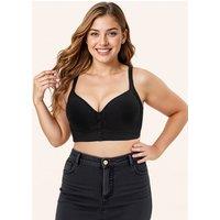 MODISHION Women's Front Button Underwired Push Up Bra in Black | Size: 38F