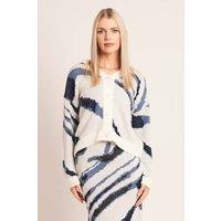 Native Youth Women's Jacquard Print V-Neck Button Cardigan in White | Size: XS