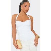 EGO Women's Corset Style Sleeveless Halter Neck Corset Top in White | Size: 10