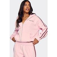 EGO Women's Long Sleeve Contrast Striped Hoodie in Light Pink | Size: 4